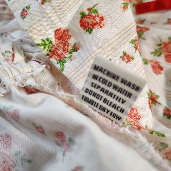 Coquette Floral Ruffle Peplum Top Bow Milkmaid Cottagecore Romantic Feminine L - Picture 10 of 10